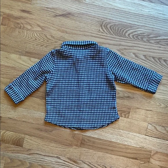 Hanna Andersson - Black and White Checkered Button-Down Shirt with collar - Picture 6 of 10